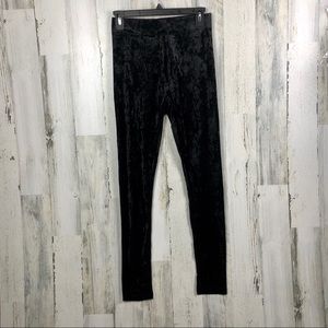 High Waist Crushed Velvet Black Leggings Size S
